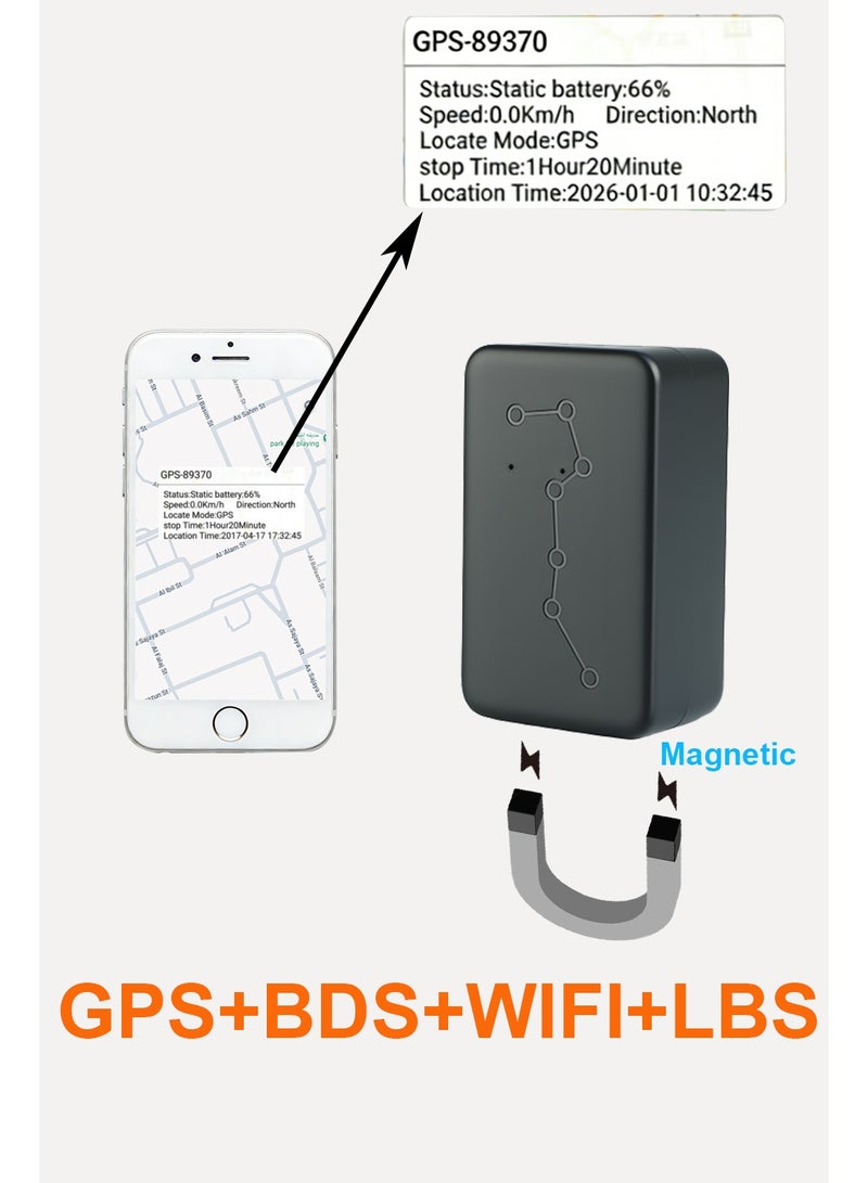 4G GPS tracker Magnetic car tracking device real time locator 4G WIFI LBS BDS multi-mode Global Position Anti-lost system display Target movement speed, direction, 3D Location Map and dwell time for Cars, vans, trucks, motorcycles Vehicle logistics tracking, Multi-platform monitoring includes Android and iOS mobile apps and PC clients. - Image 1